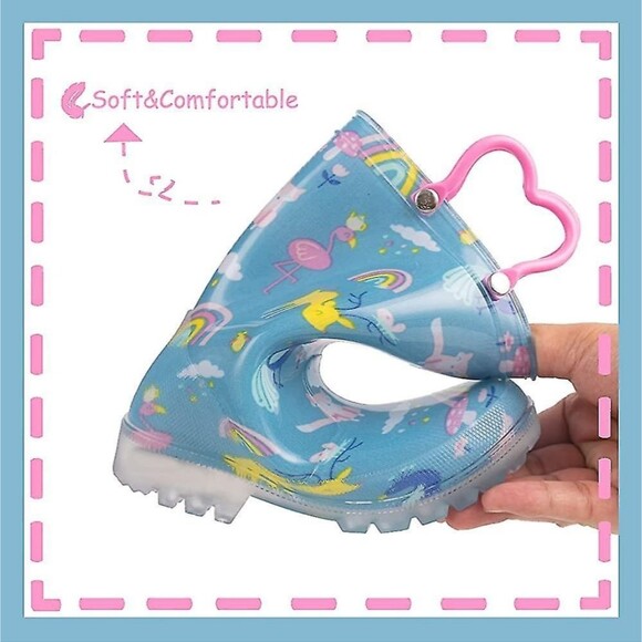 Rainbow Deer Flamingo Waterproof Rain Boots Size 3 Girls - Picture 4 of 9